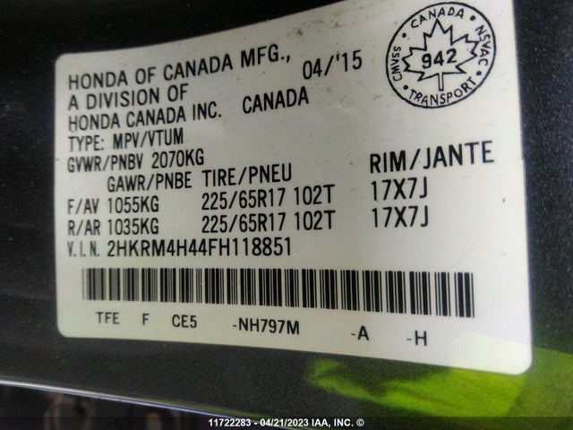 Honda CR-V SE 2015 2HKRM4H44FH118851 Image 9