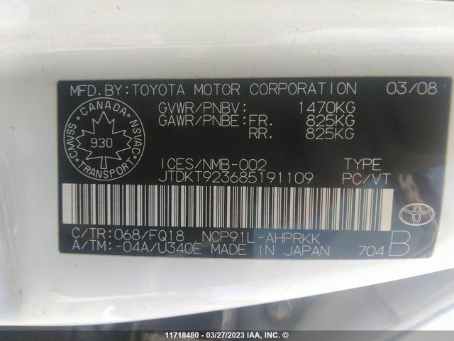 Toyota Yaris 2008 JTDKT923685191109 Image 10
