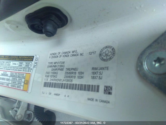 Honda CR-V EXL 2018 2HKRW2H81JH109535 Image 9