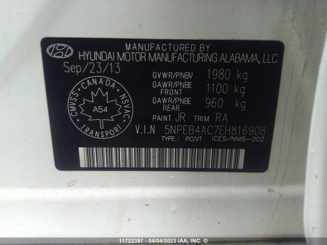 Hyundai SONATA GLS 2014 5NPEB4AC7EH816908 Image 11