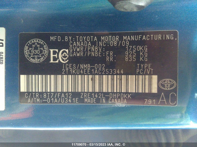 Toyota Corolla Matrix 2010 2T1KU4EE1AC253344 Image 9