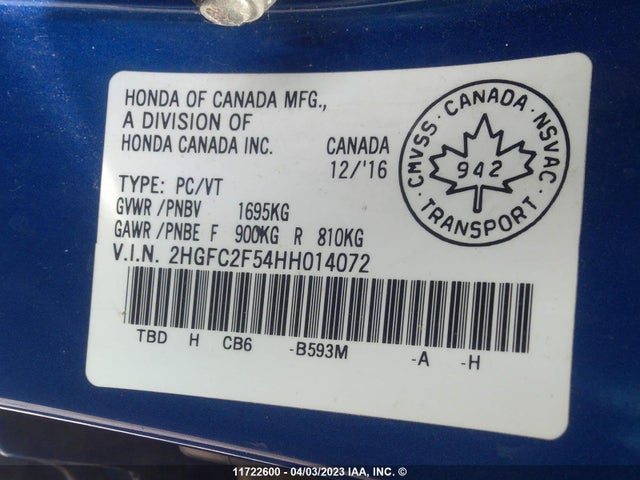 Honda k20c2 2017 2HGFC2F54HH014072 Image 21