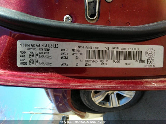 1C6RR7GTXGS416827 RAM 1500 Slt