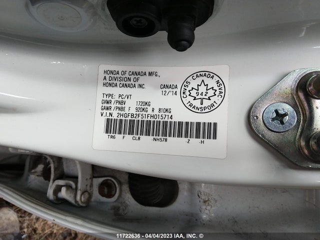 Honda Civic Lx 2015 2HGFB2F51FH015714 Image 11