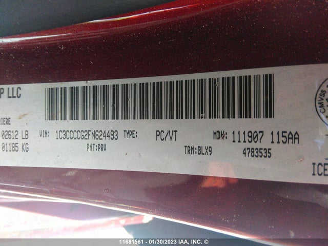 Chrysler 200 C 2015 1C3CCCCG2FN624493 Image 9