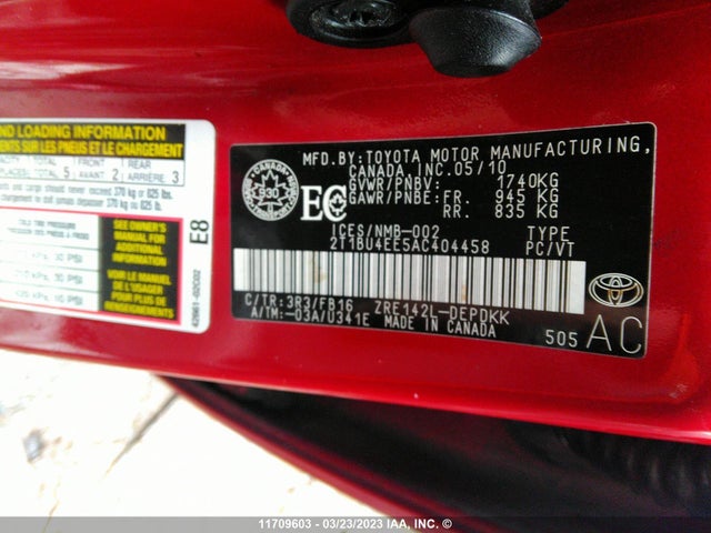 Toyota Corolla S/le/xle 2010 2T1BU4EE5AC404458 Image 10