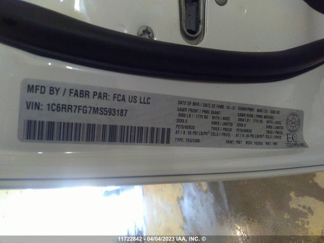 1C6RR7FG7MS593187 RAM 1500 Classic Tradesman