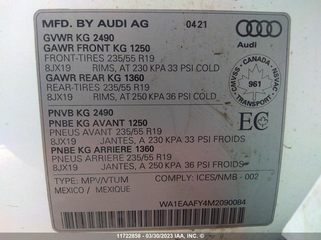 WA1EAAFY4M2090084 Audi Q5 Progressiv