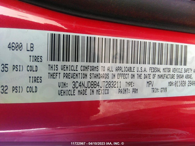 3C4NJDBB4JT283211 Jeep Compass Latitude