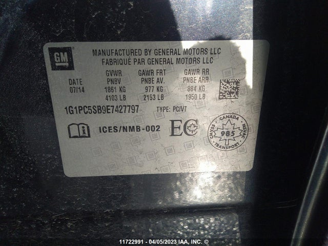 Chevrolet CRUZE LT 2014 1G1PC5SB9E7427797 Image 10