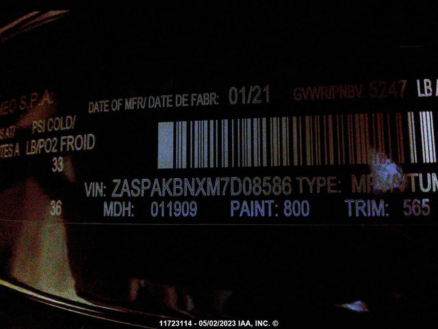 ZASPAKBNXM7D08586 Alfa Romeo Stelvio Ti/ti Lusso/ti Sport/ti S