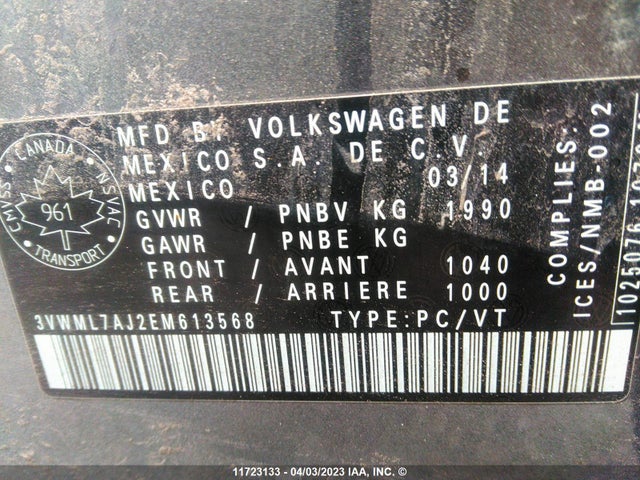 3VWML7AJ2EM613568 Volkswagen JETTA TDI