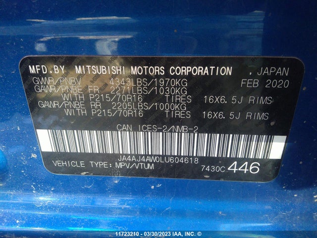 JA4AJ4AW0LU604618 Mitsubishi Rvr Se/sel/limited/gt
