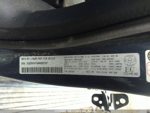 1C6SRFHT4NN302747 RAM 1500 Limited