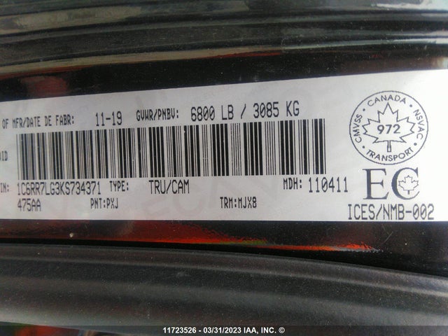 1C6RR7LG3KS734371 RAM 1500 Classic Slt
