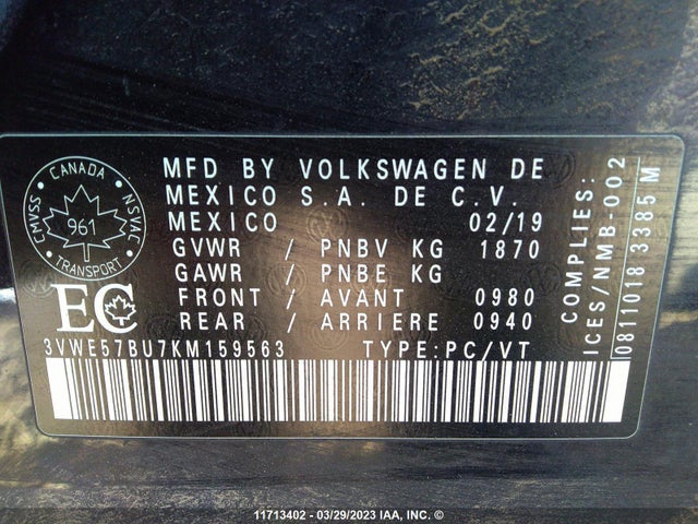 Volkswagen JETTA SEL 2019 3VWE57BU7KM159563 Image 9