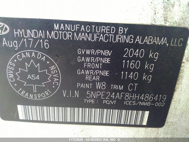 Hyundai SONATA 2017 5NPE24AF8HH486419 Image 9