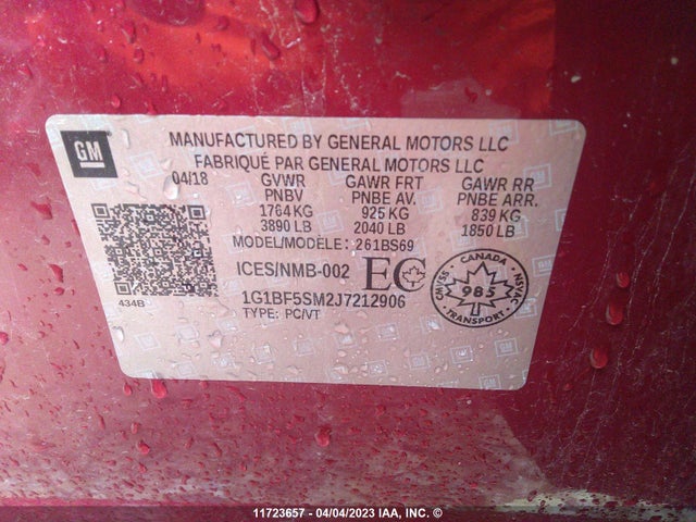 Chevrolet Cruze Premier 2018 1G1BF5SM2J7212906 Image 9
