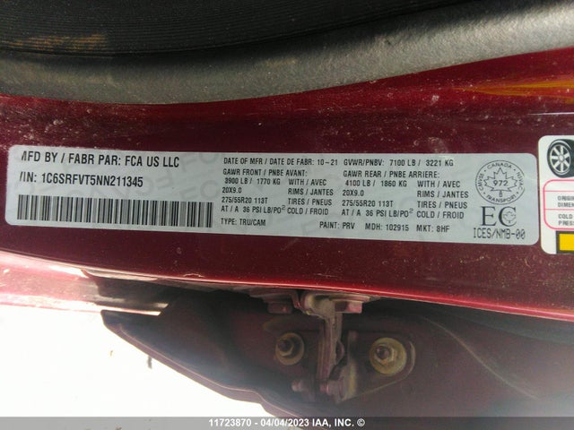 1C6SRFVT5NN211345 RAM 1500 Sport