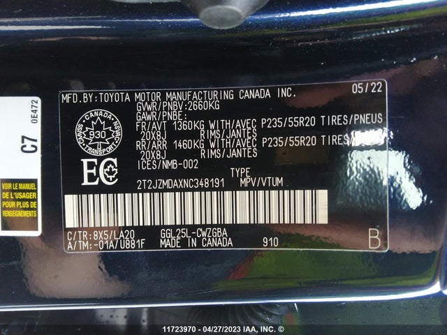 2T2JZMDAXNC348191 Lexus RX 350