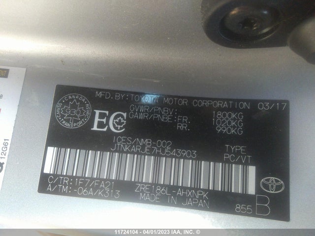 Toyota COROLLA IM 2017 JTNKARJE7HJ543903 Image 11