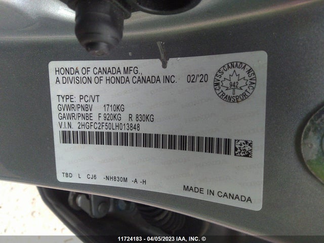 Honda Civic Lx 2020 2HGFC2F50LH013848 Image 9
