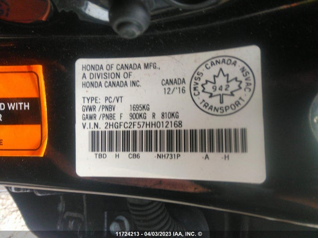 Honda Civic Lx 2017 2HGFC2F57HH012168 Image 10