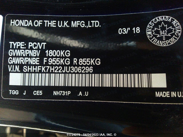 Honda Civic Lx 2018 SHHFK7H22JU306296 Image 12