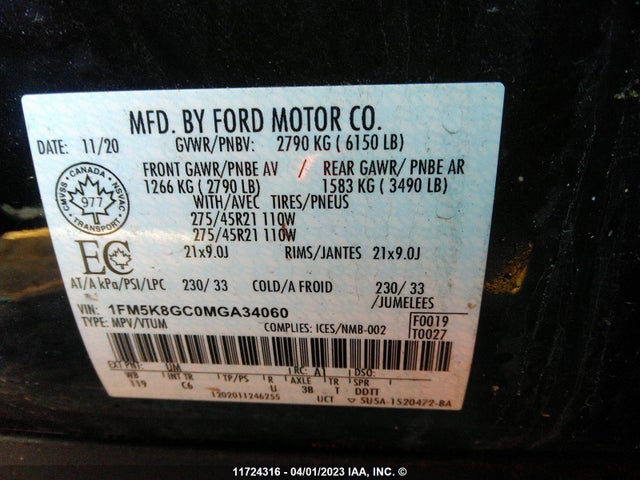 Ford Explorer St 2021 1FM5K8GC0MGA34060 Image 10
