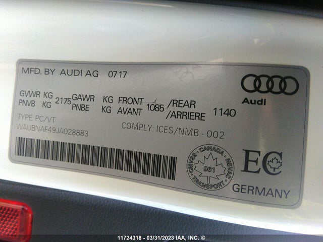 WAUBNAF49JA028883 Audi A4 Progressiv