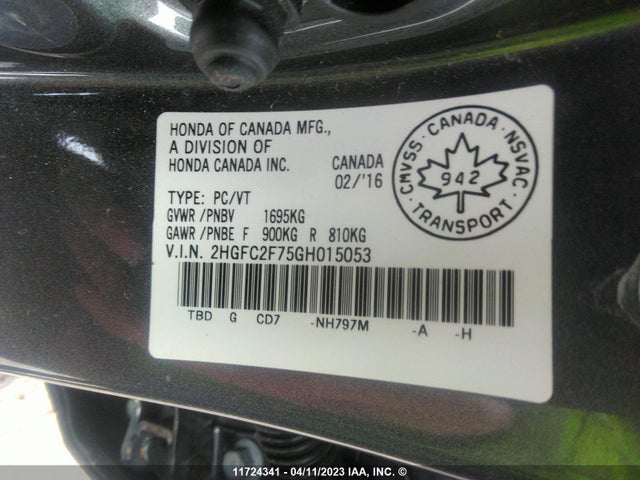 Honda Civic 2016 2HGFC2F75GH015053 Image 9