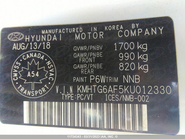 Hyundai Veloster Premium 2019 KMHTG6AF5KU012330 Image 10