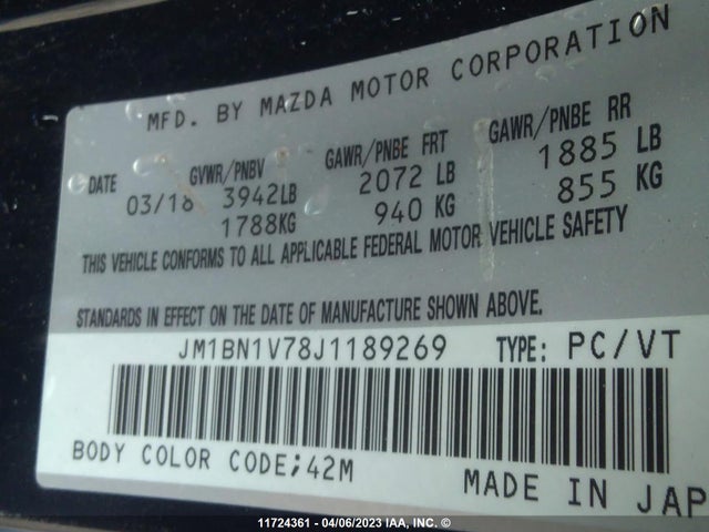 Mazda 3 TOURING 2018 JM1BN1V78J1189269 Image 10