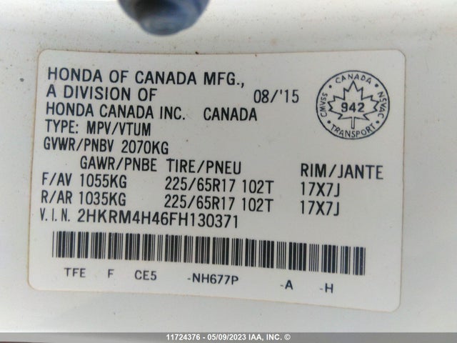 Honda CR-V SE 2015 2HKRM4H46FH130371 Image 9