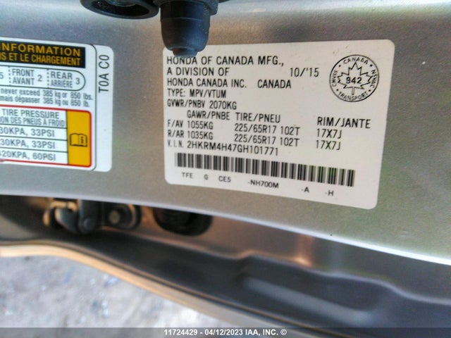 Honda CR-V SE 2016 2HKRM4H47GH101771 Image 9