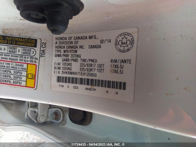 Honda CR-V EXL 2014 2HKRM4H71EH120890 Image 9