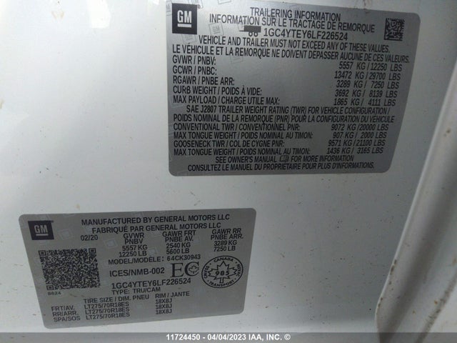 Chevrolet Silverado K3500 Lt 2020 1GC4YTEY6LF226524 Image 9