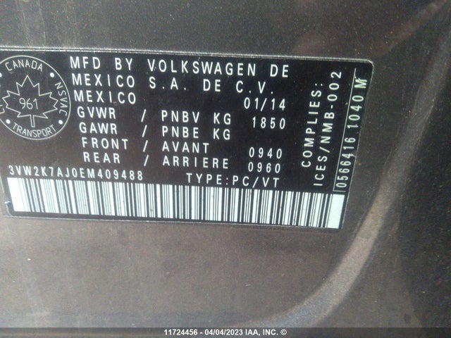 3VW2K7AJ0EM409488 Volkswagen JETTA S