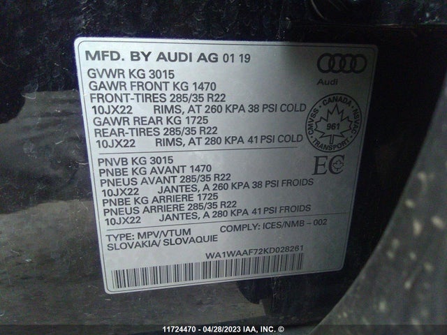WA1WAAF72KD028261 Audi Q7 Technik