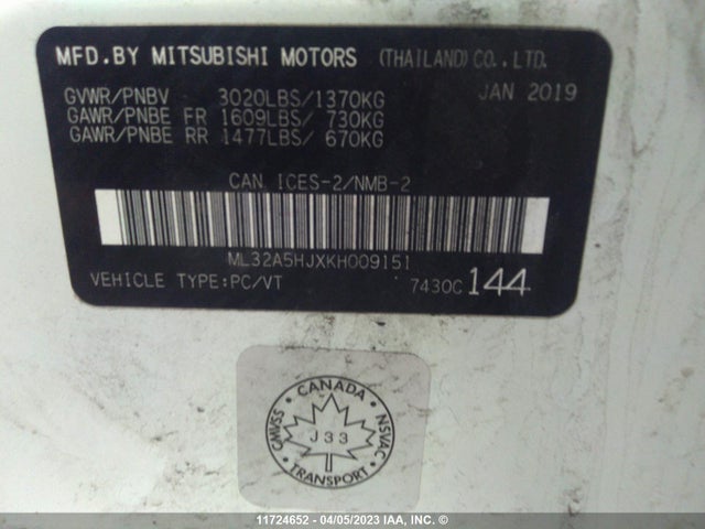 ML32A5HJXKH009151 Mitsubishi Mirage Gt/es Limited