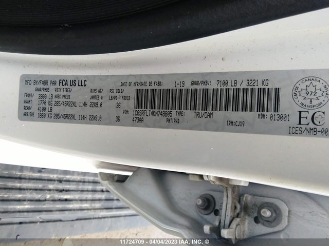 1C6SRFLT4KN748805 RAM 1500 Sport