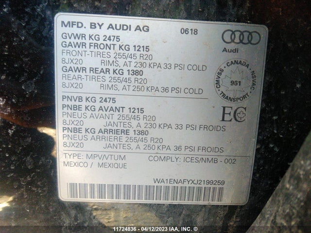 WA1ENAFYXJ2199259 Audi Q5 Progressiv