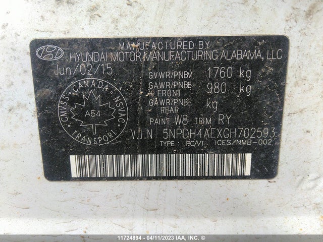 Hyundai ELANTRA GL 2016 5NPDH4AEXGH702593 Image 10