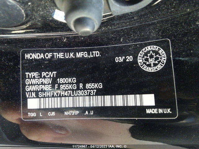 Honda CIVIC 2020 SHHFK7H47LU303737 Image 10