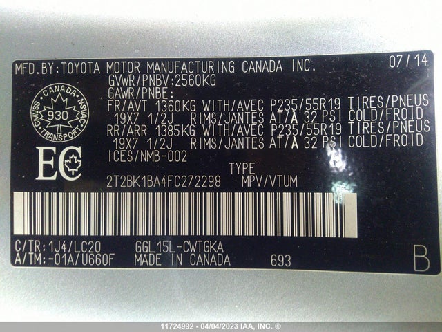 2T2BK1BA4FC272298 Lexus Rx 350 Sportdesign/f Sport