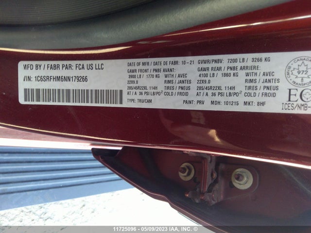 1C6SRFHM6NN179266 RAM 1500 Limited