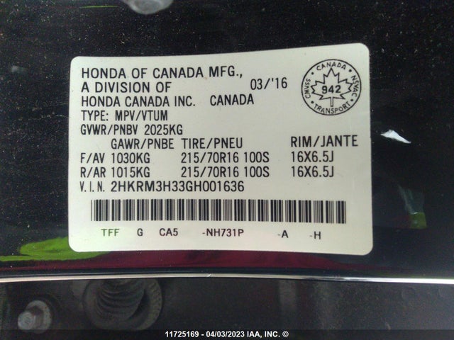 Honda CR-V LX 2016 2HKRM3H33GH001636 Image 9