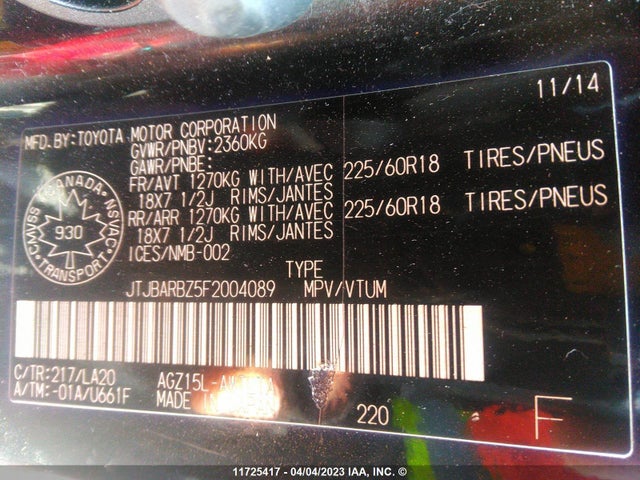 JTJBARBZ5F2004089 Lexus NX 200T