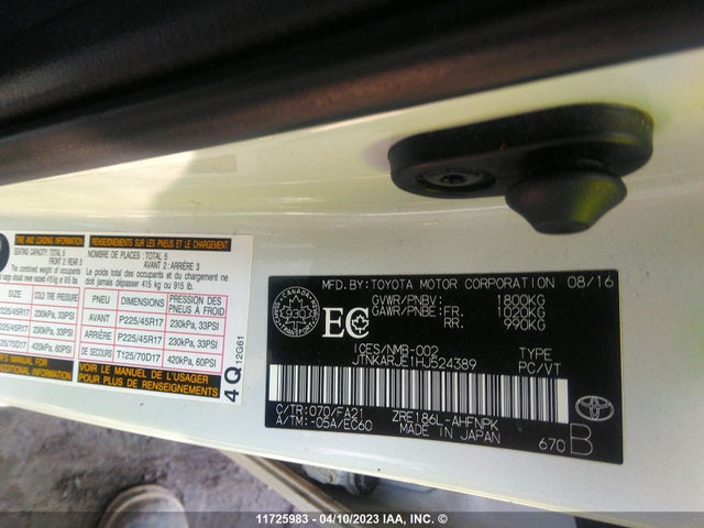 Toyota COROLLA IM 2017 JTNKARJE1HJ524389 Image 9