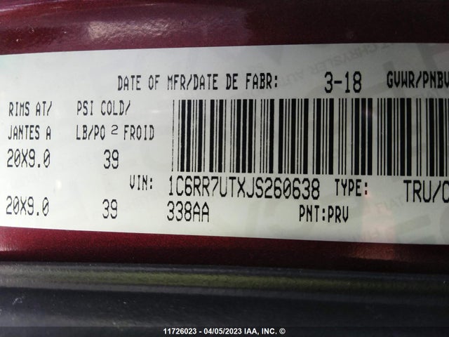 RAM 1500 Sport 2018 1C6RR7UTXJS260638 Image 11